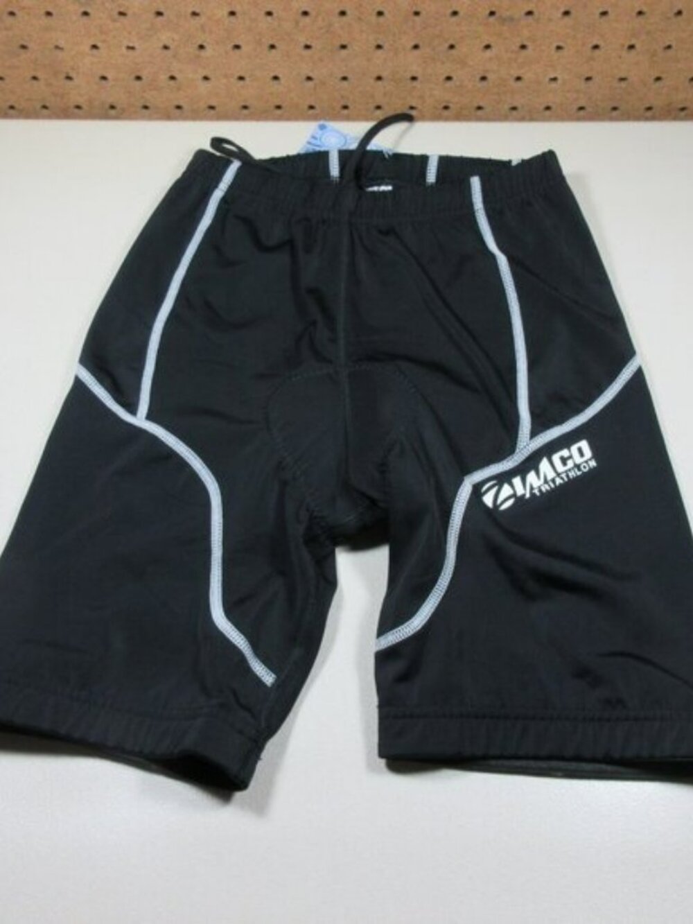 Zimco womens solid black white stitch padded Triathlon shorts S